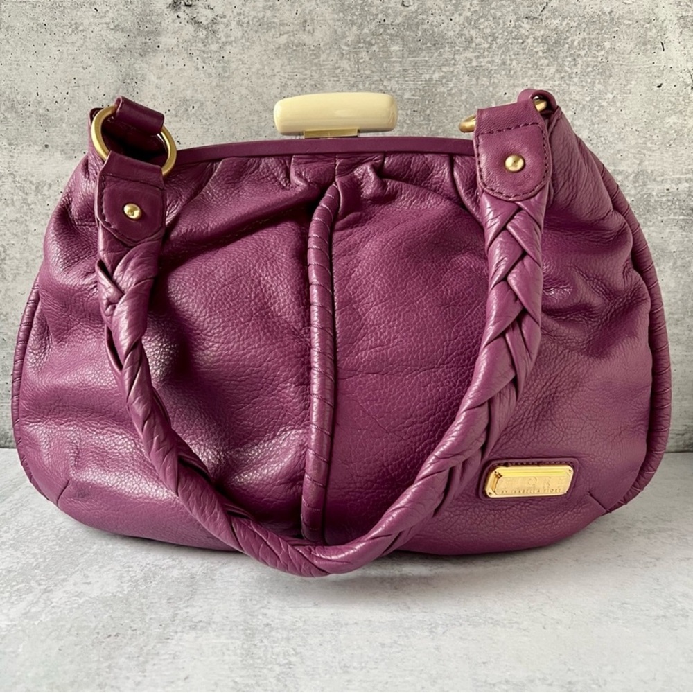 Isabella Fiore Purple Leather Handbag